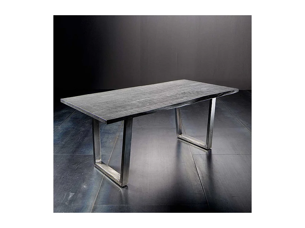 Esszimmertisch in Grau Baumkante massiv