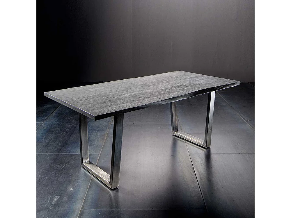 Esszimmertisch in Grau Baumkante massiv