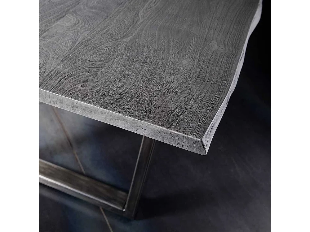 Esszimmertisch in Grau Baumkante massiv
