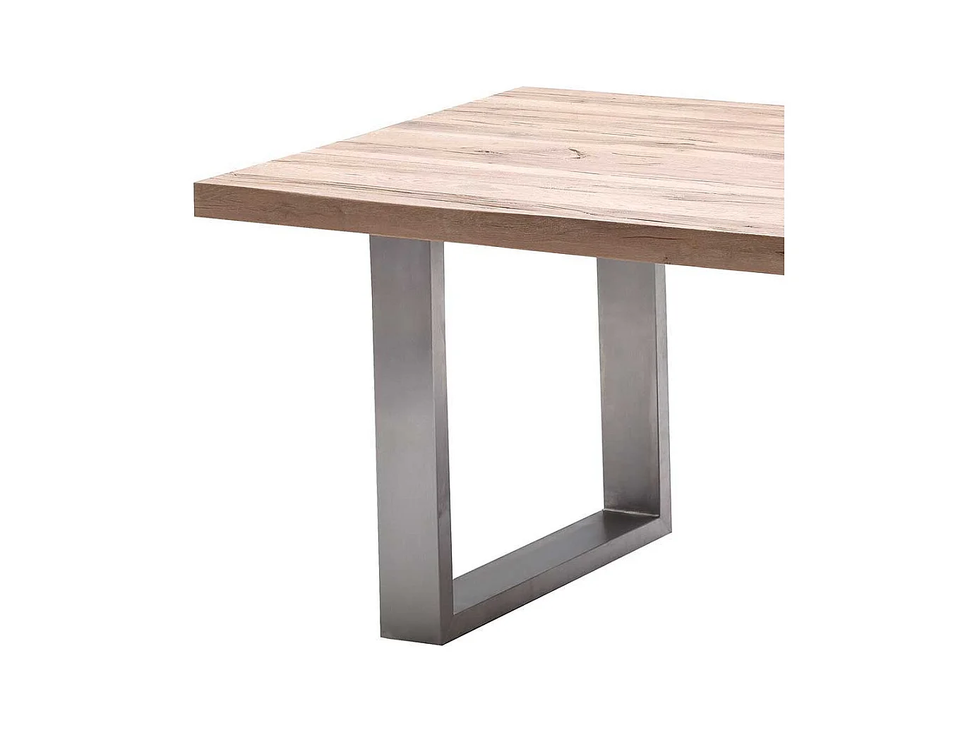 Tisch aus Eiche massiv gekälkt Edelstahl