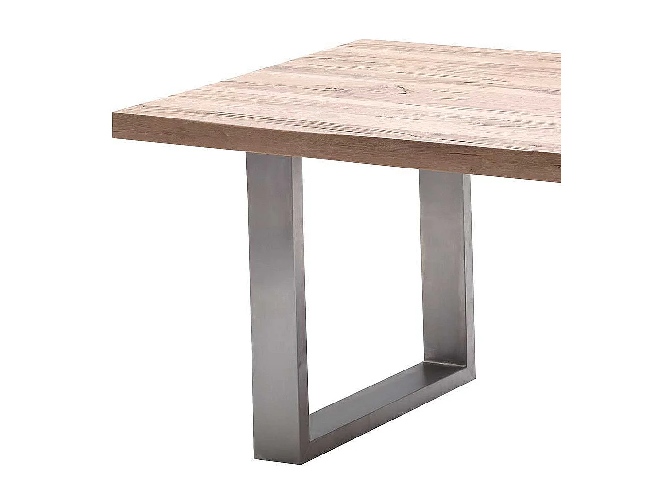 Tisch aus Eiche massiv gekälkt Edelstahl