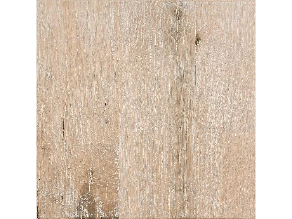 Tisch aus Eiche massiv gekälkt Edelstahl