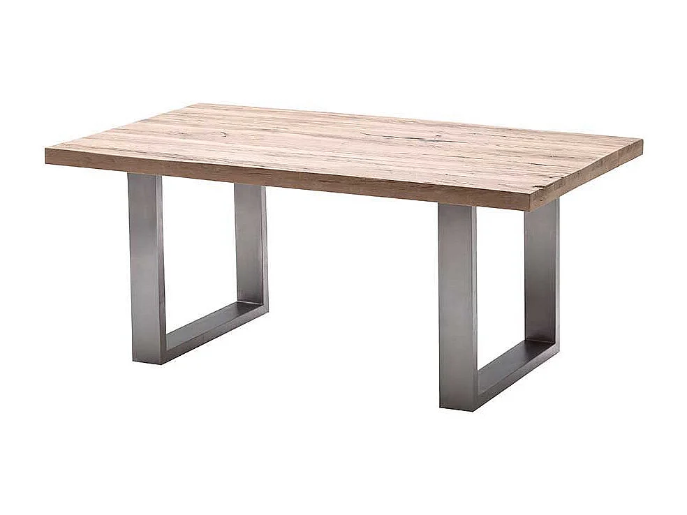 Tisch aus Eiche massiv gekälkt Edelstahl