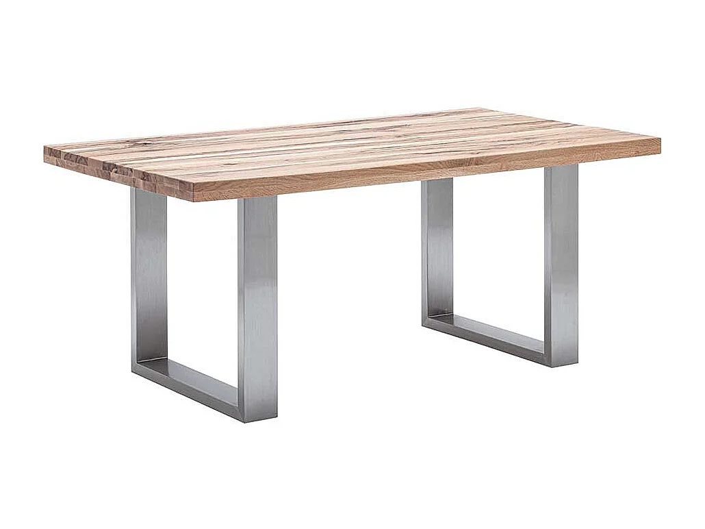 Esstisch in Wildeichefarben Zerreiche Massivholz und Edelstahl