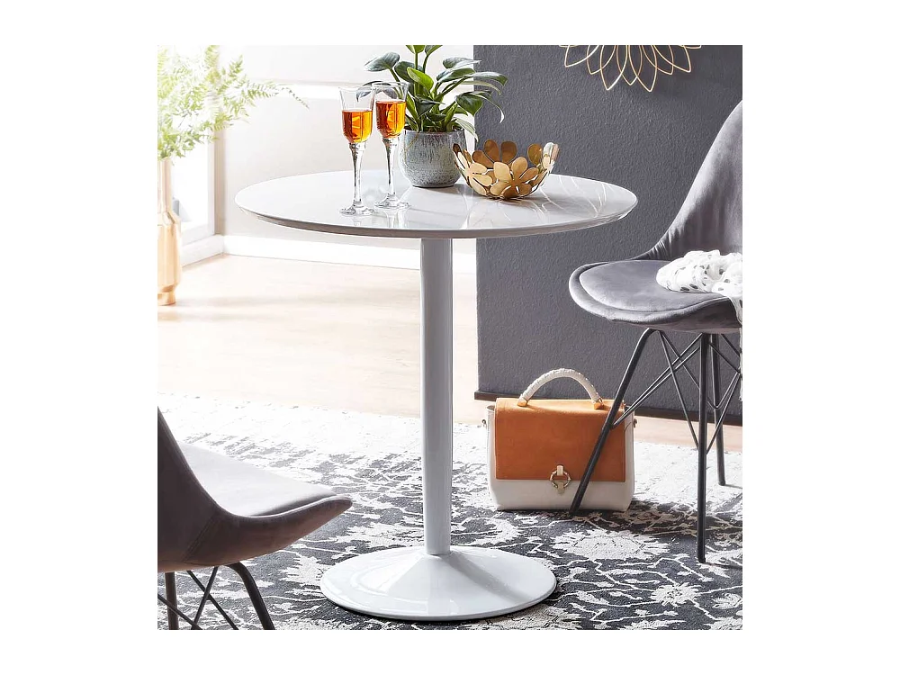 Runder Esstisch in Weiß Hochglanz 75 cm Durchmesser