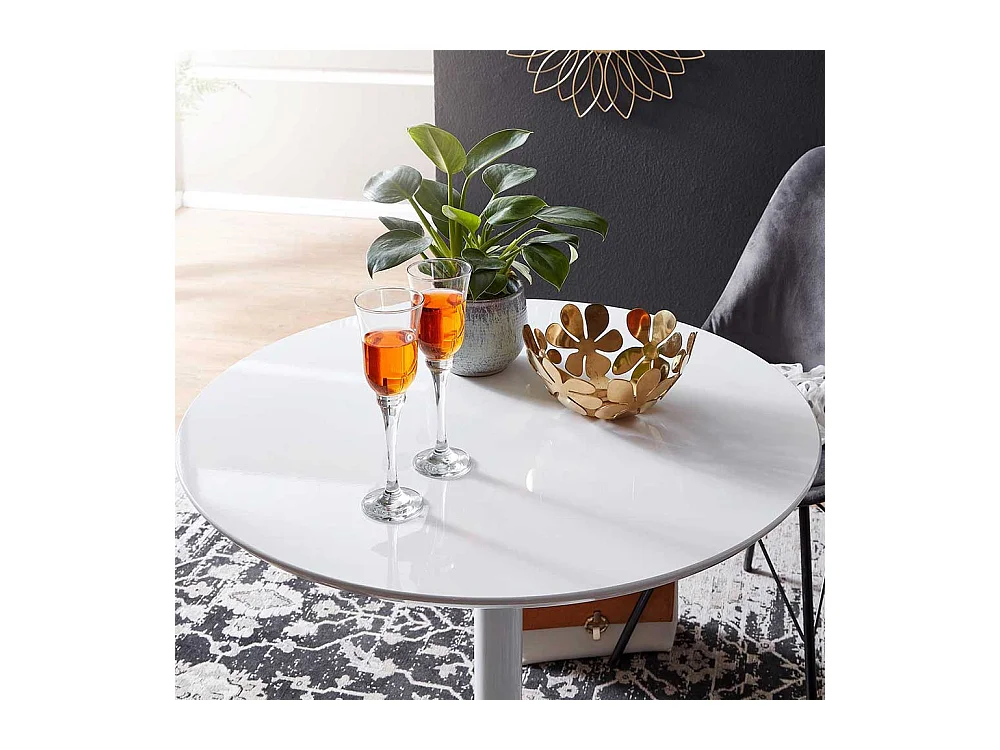 Runder Esstisch in Weiß Hochglanz 75 cm Durchmesser