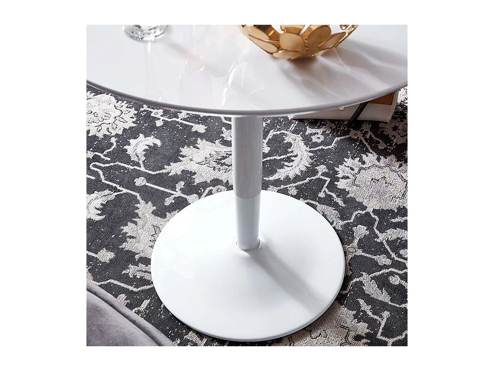 Runder Esstisch in Weiß Hochglanz 75 cm Durchmesser