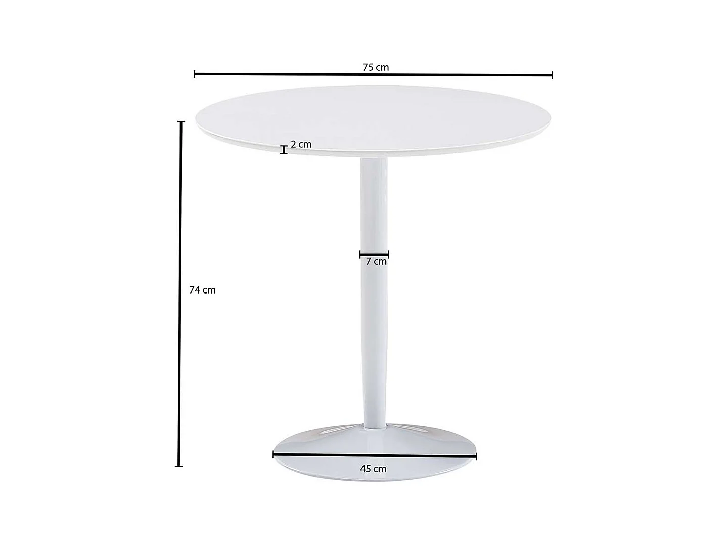 Runder Esstisch in Weiß Hochglanz 75 cm Durchmesser