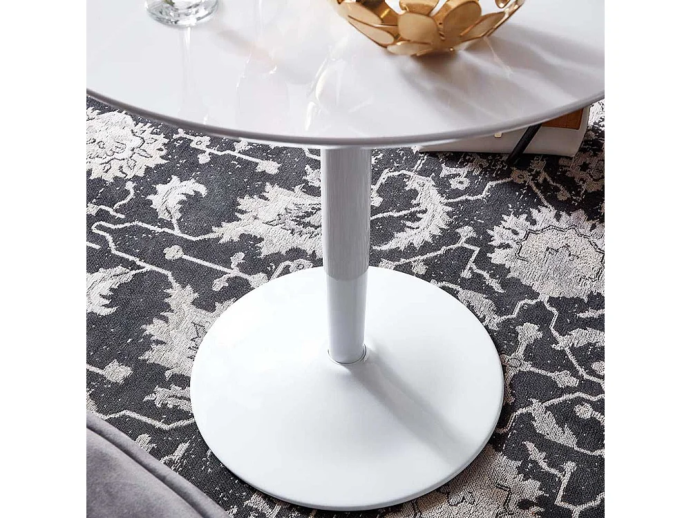 Runder Esstisch in Weiß Hochglanz 75 cm Durchmesser