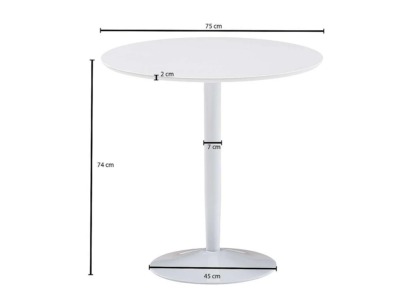 Runder Esstisch in Weiß Hochglanz 75 cm Durchmesser