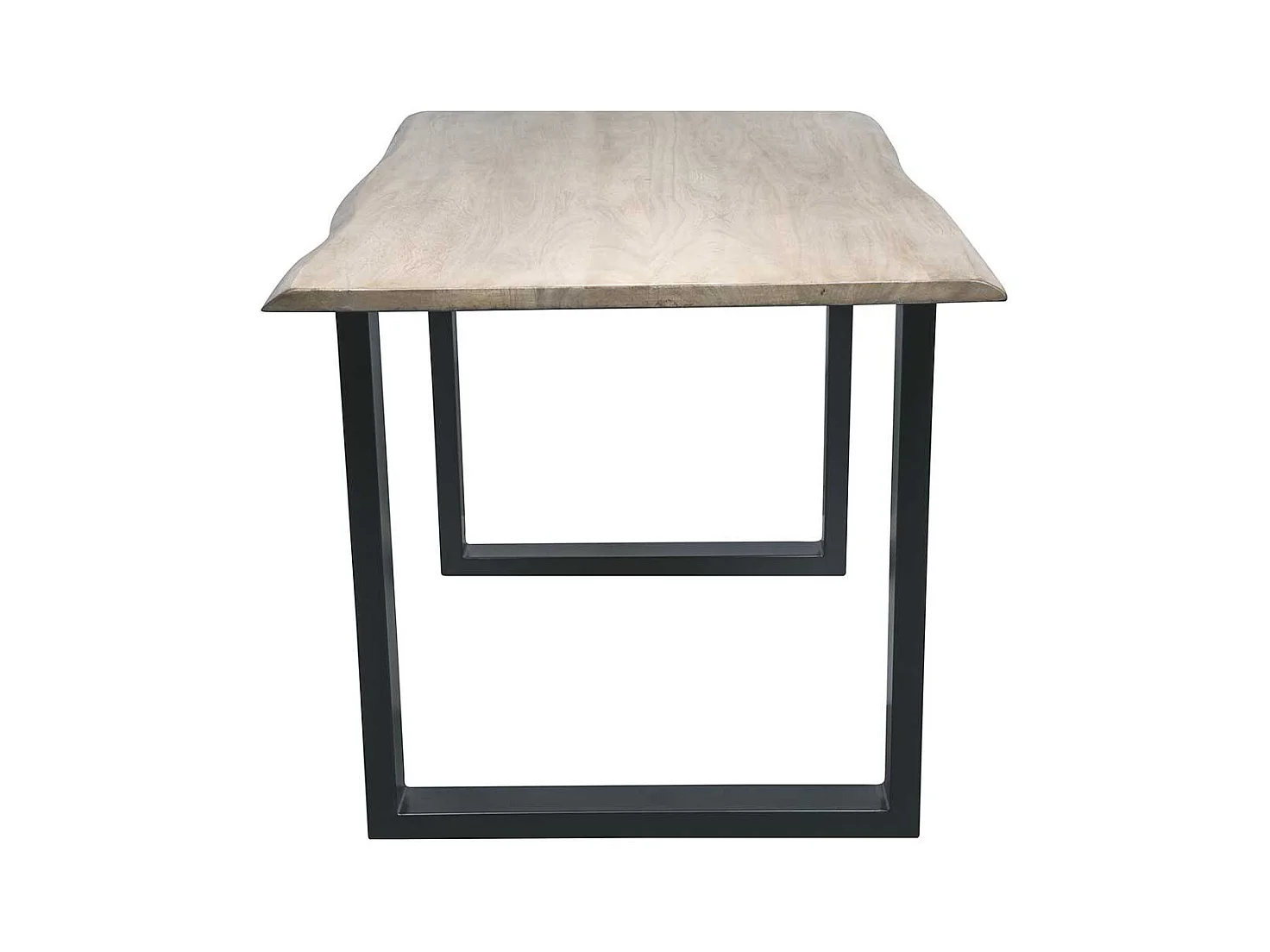 Baumkanten Esszimmertisch aus Akazie massiv gekälkt und Stahl Loft Design