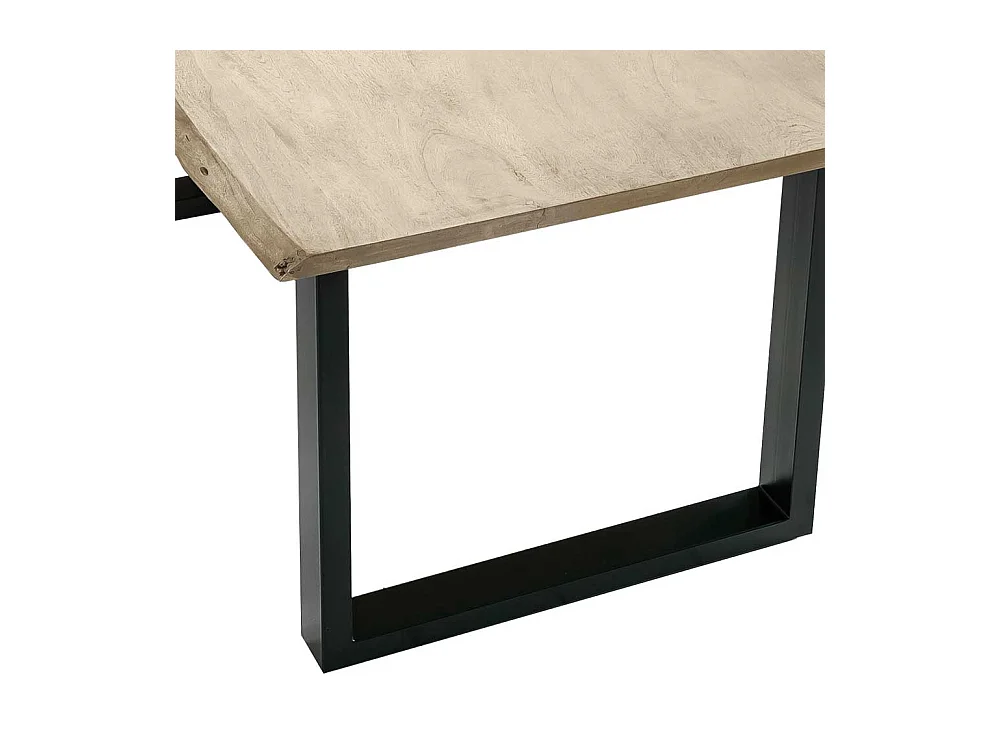 Baumkanten Esszimmertisch aus Akazie massiv gekälkt und Stahl Loft Design