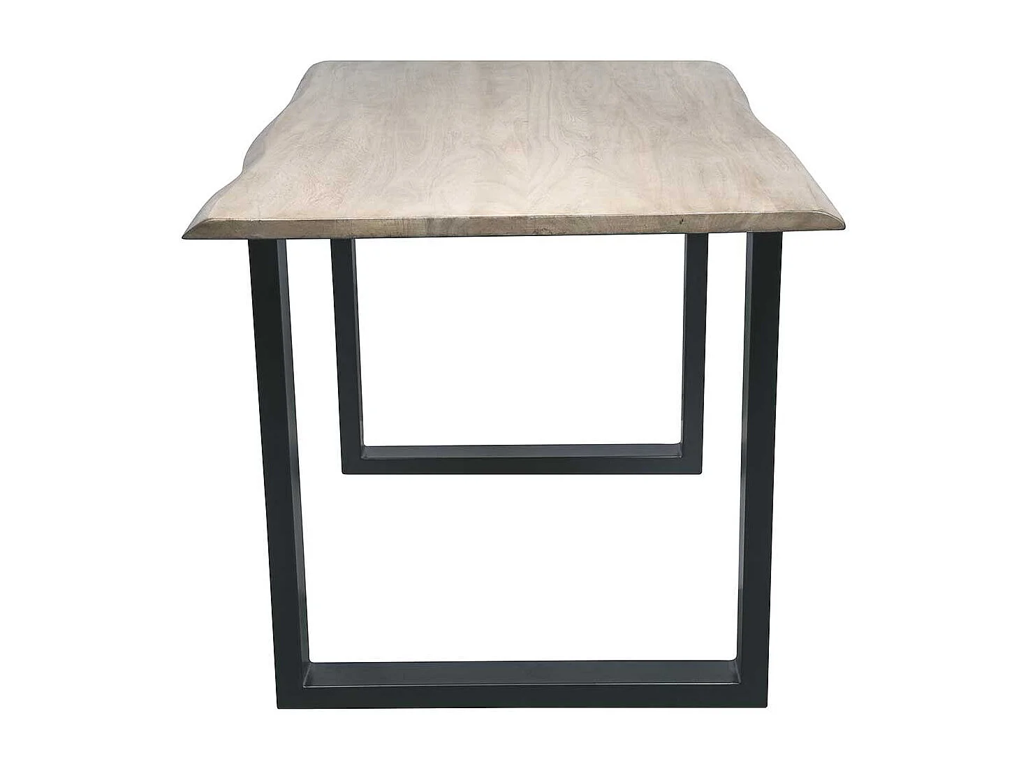 Baumkanten Esszimmertisch aus Akazie massiv gekälkt und Stahl Loft Design