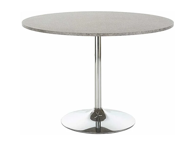 Esstisch in Beton Grau und Chromfarben rund
