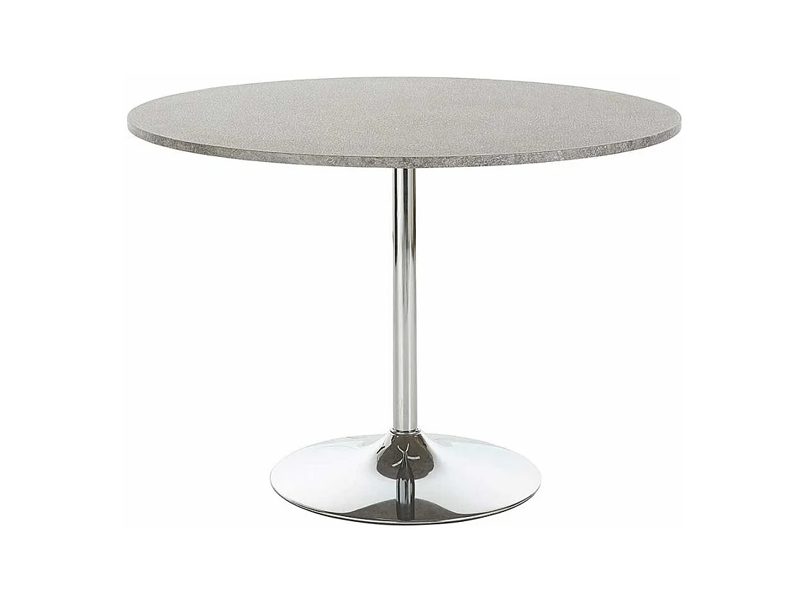 Esstisch in Beton Grau und Chromfarben rund
