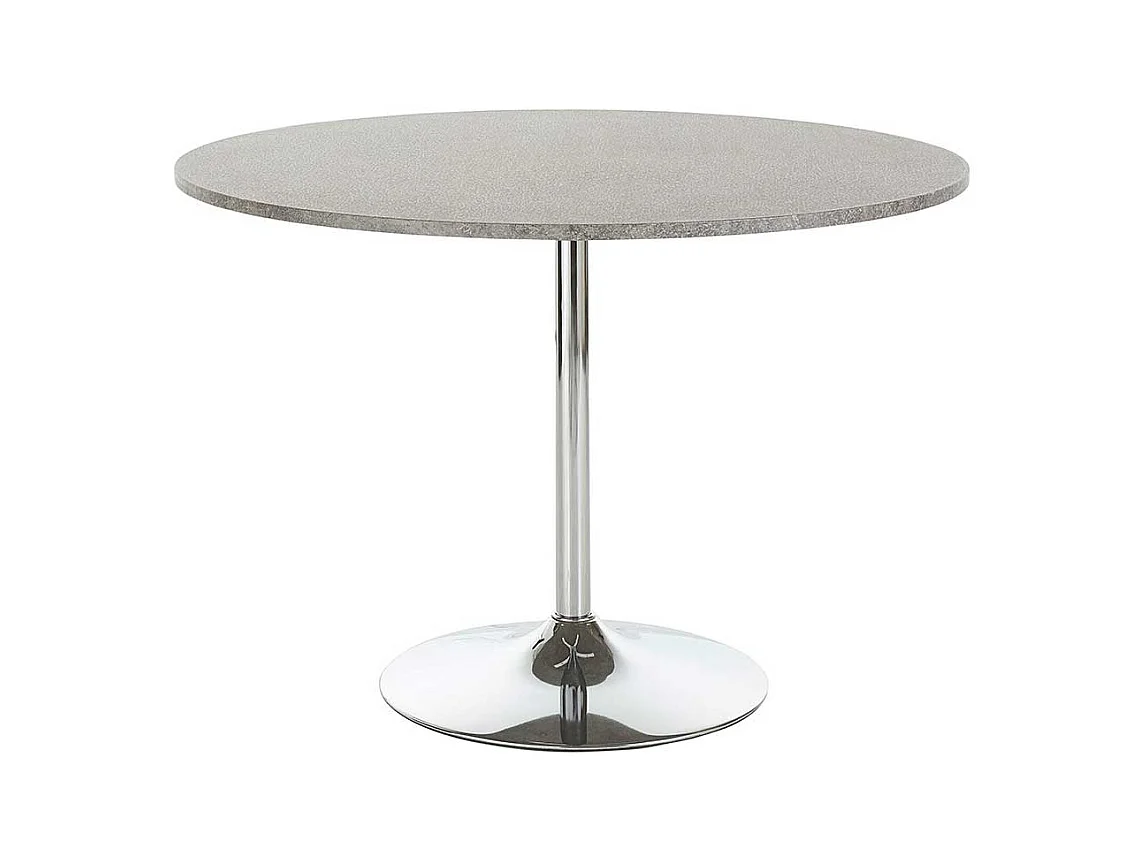 Esstisch in Beton Grau und Chromfarben rund