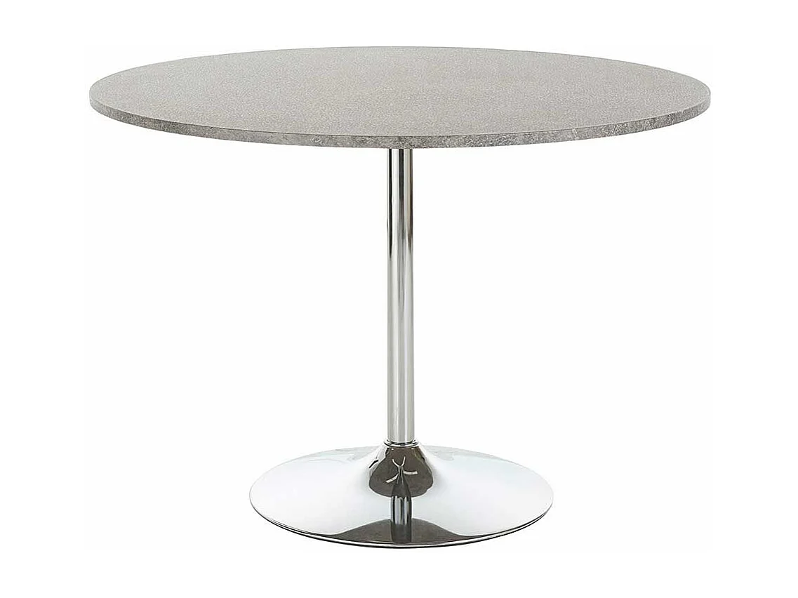 Esstisch in Beton Grau und Chromfarben rund