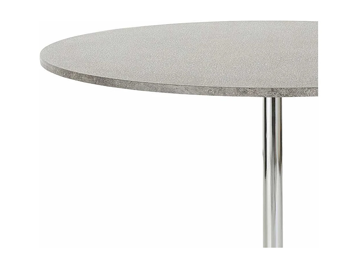 Esstisch in Beton Grau und Chromfarben rund