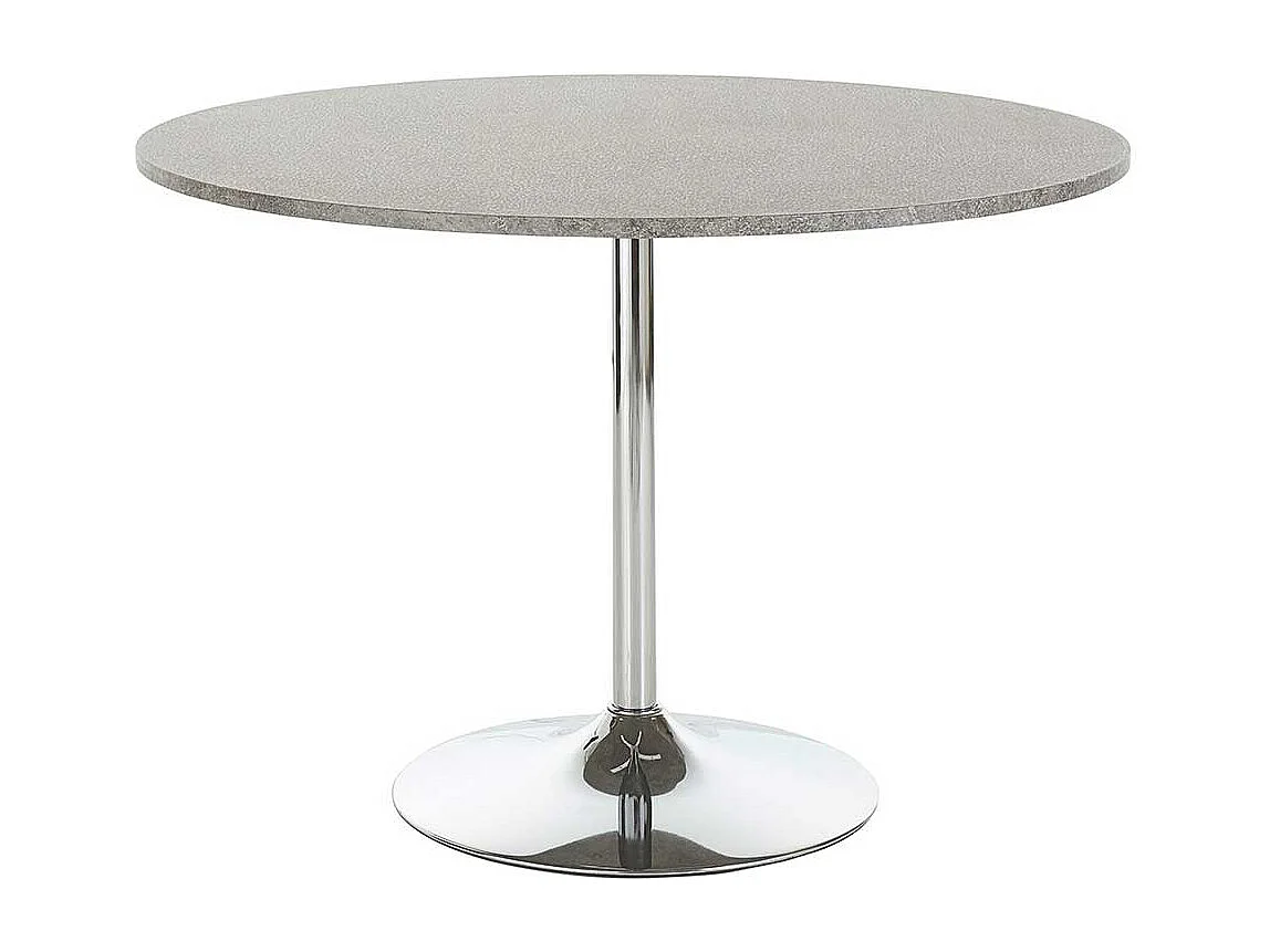 Esstisch in Beton Grau und Chromfarben rund