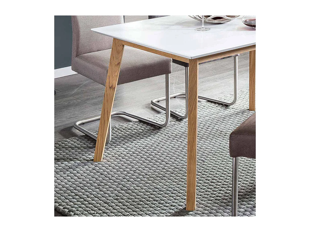 Küchentisch in Weiß Eiche massiv modern