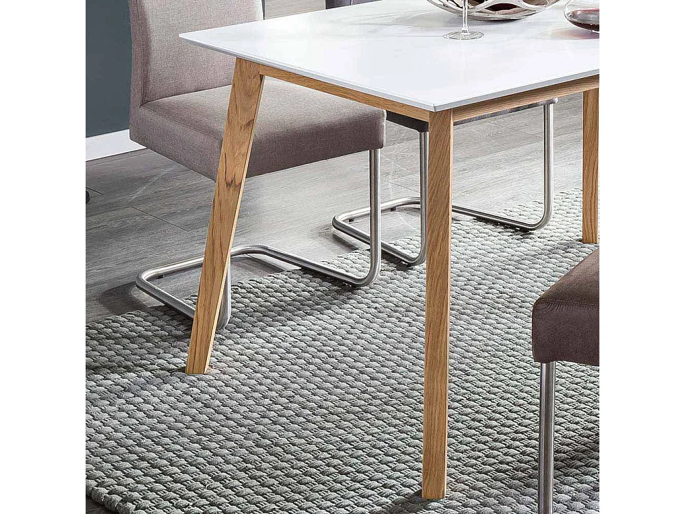 Küchentisch in Weiß Eiche massiv modern