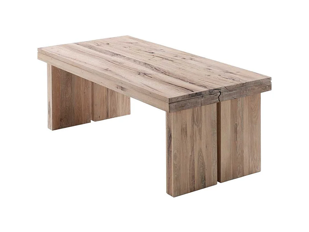 Massivholztisch in Eichefarben gekälkt Rustikal