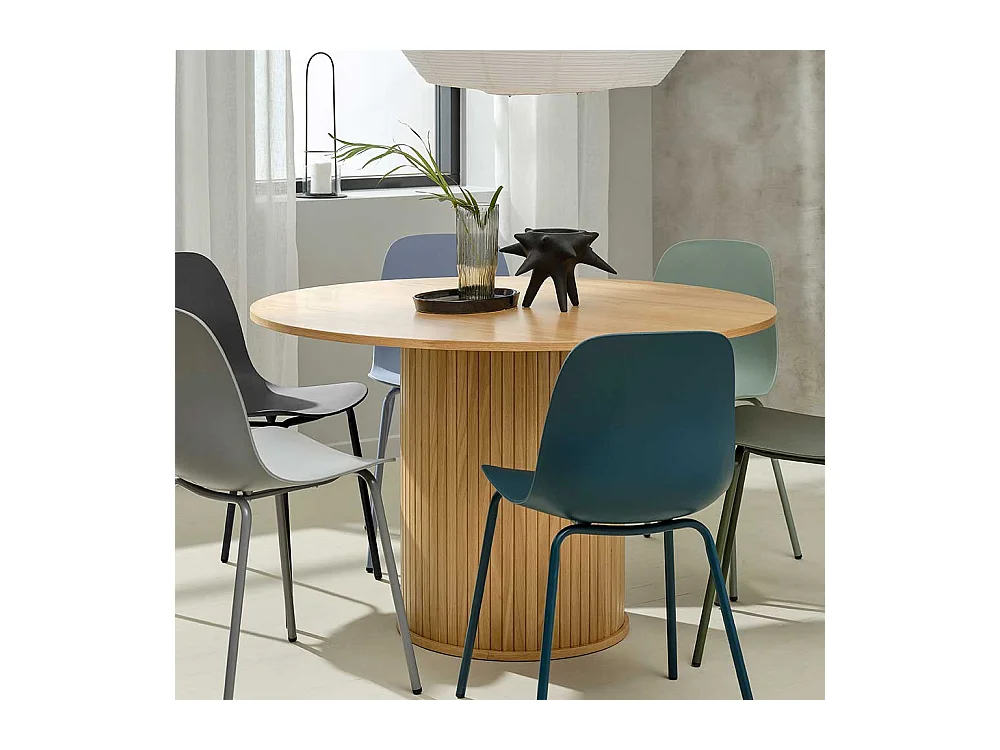 Tisch Esszimmer Eichefarben mit runder Tischplatte 120 cm breit