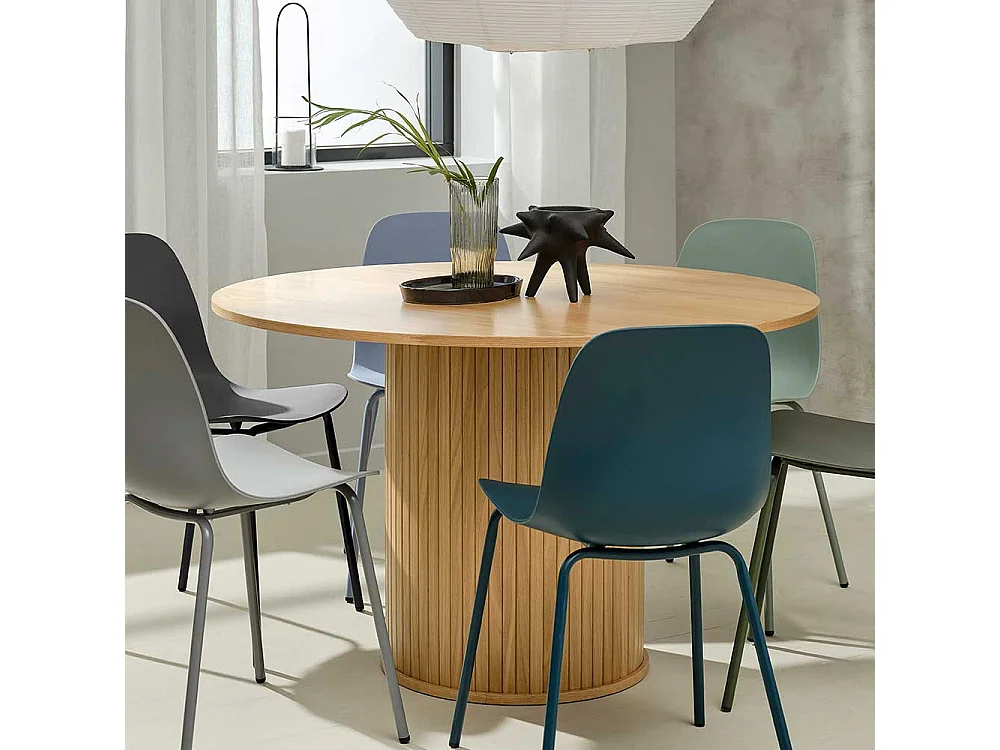 Tisch Esszimmer Eichefarben mit runder Tischplatte 120 cm breit