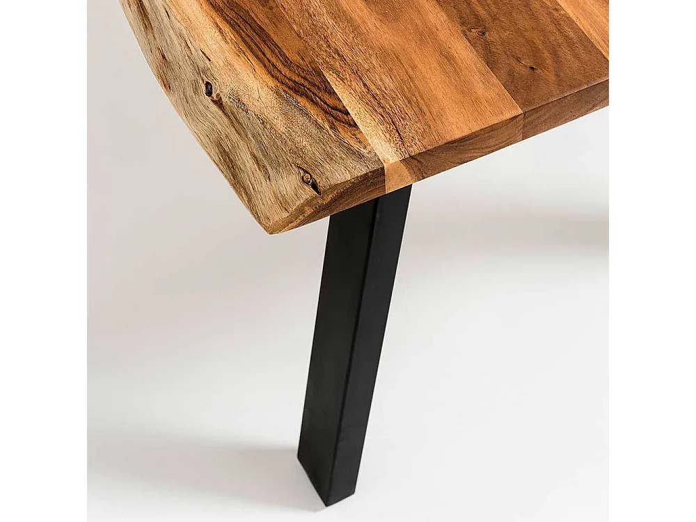 Holztisch massiv aus Akazie und Metall natürlicher Baumkante