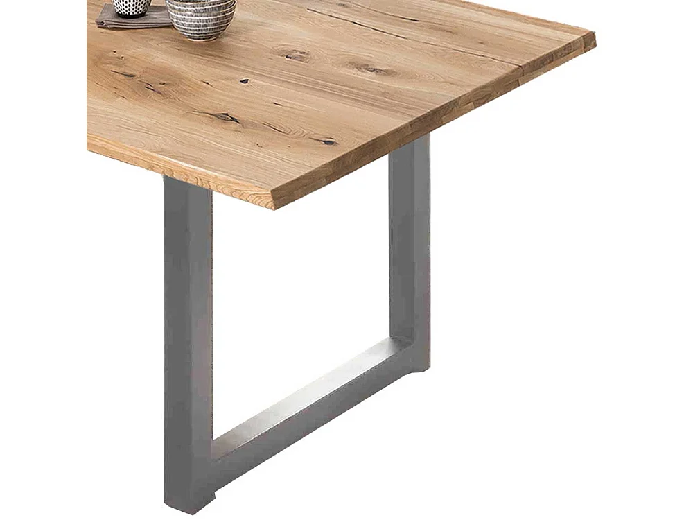 Esszimmer Tisch in Wildeiche und Altsilberfarben Bügelgestell