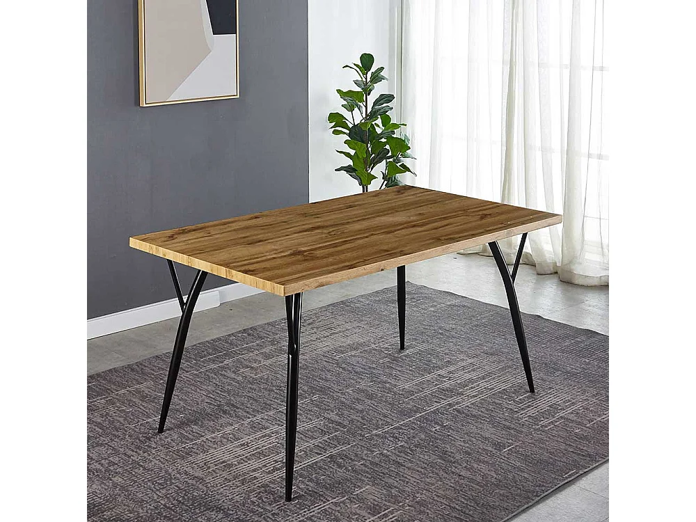 Esszimmer Tisch in Eichefarben und Schwarz 150 cm breit