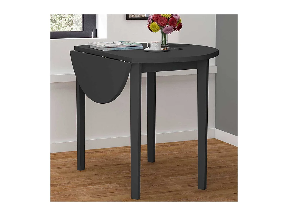 Runder Esstisch in Schwarz klappbarer Tischplatte