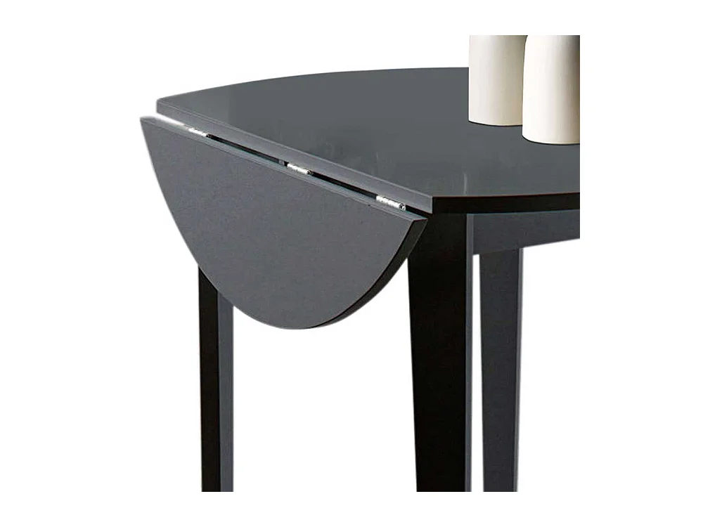 Runder Esstisch in Schwarz klappbarer Tischplatte