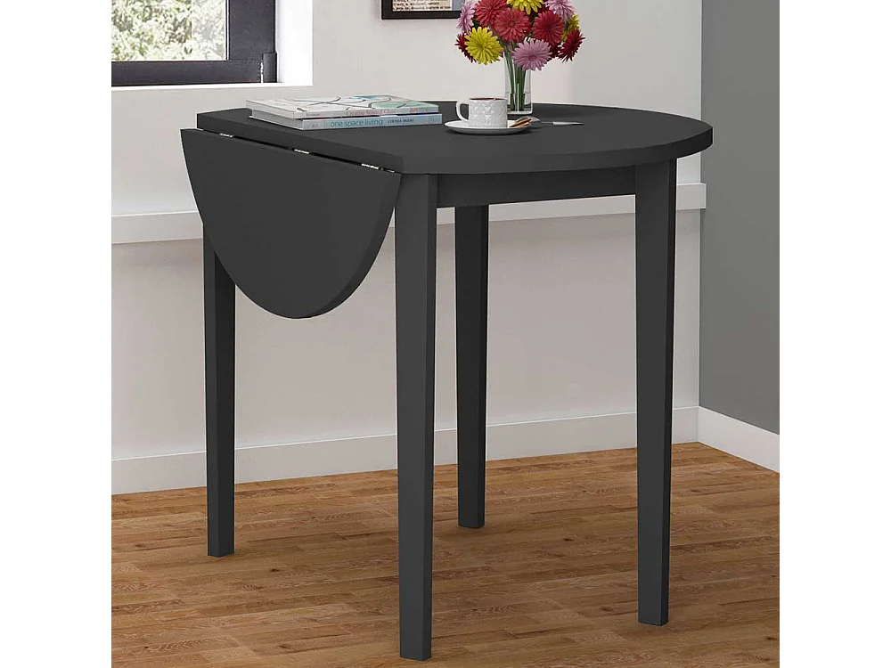 Runder Esstisch in Schwarz klappbarer Tischplatte