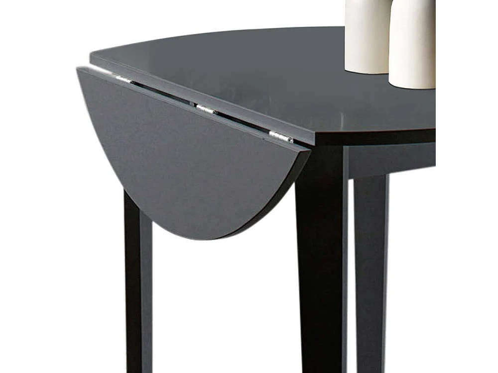 Runder Esstisch in Schwarz klappbarer Tischplatte