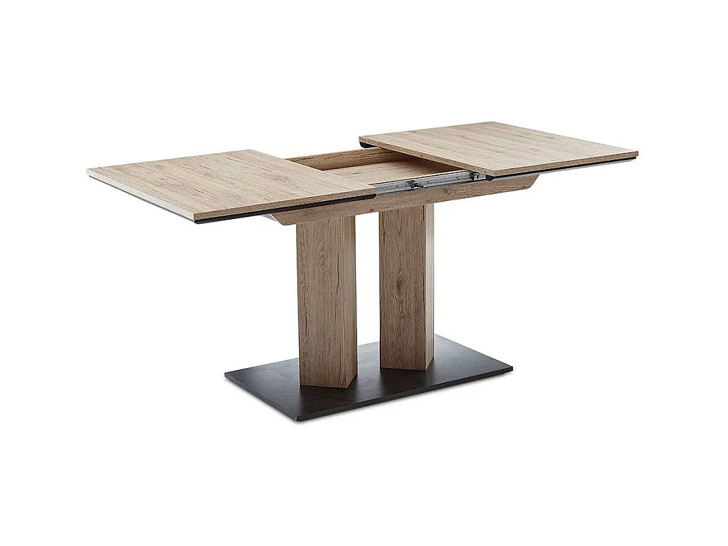 Esszimmertisch in Wildeichefarben & Schwarz Säulengestell