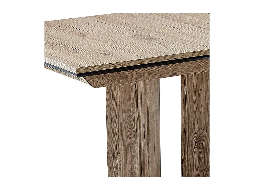 Esszimmertisch in Wildeichefarben & Schwarz Säulengestell