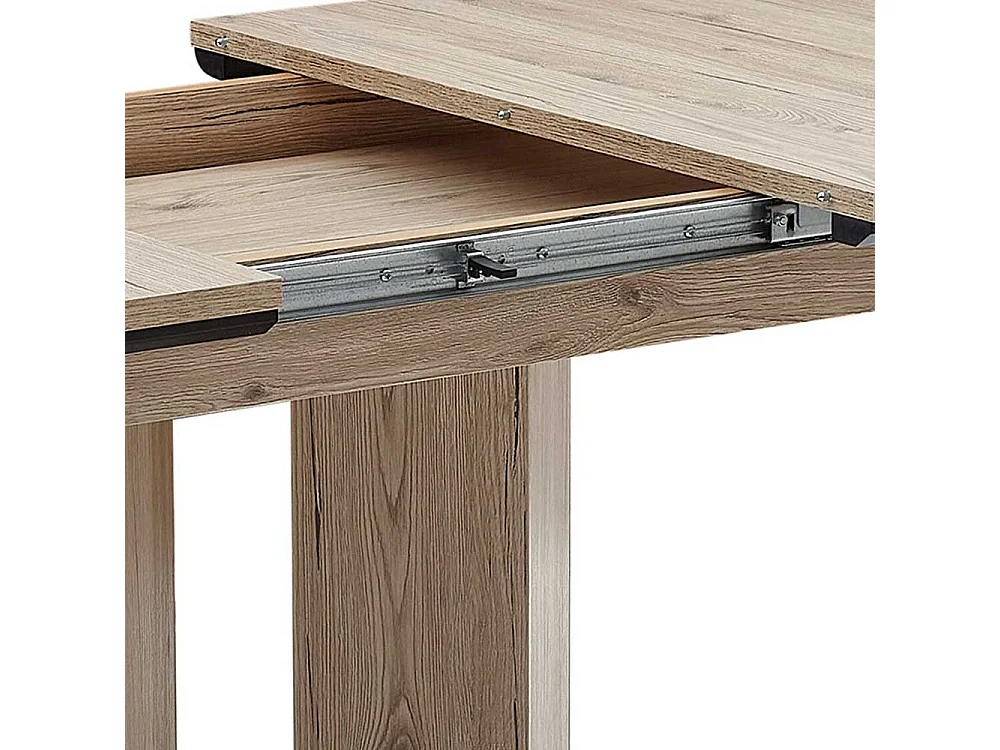 Esszimmertisch in Wildeichefarben & Schwarz Säulengestell