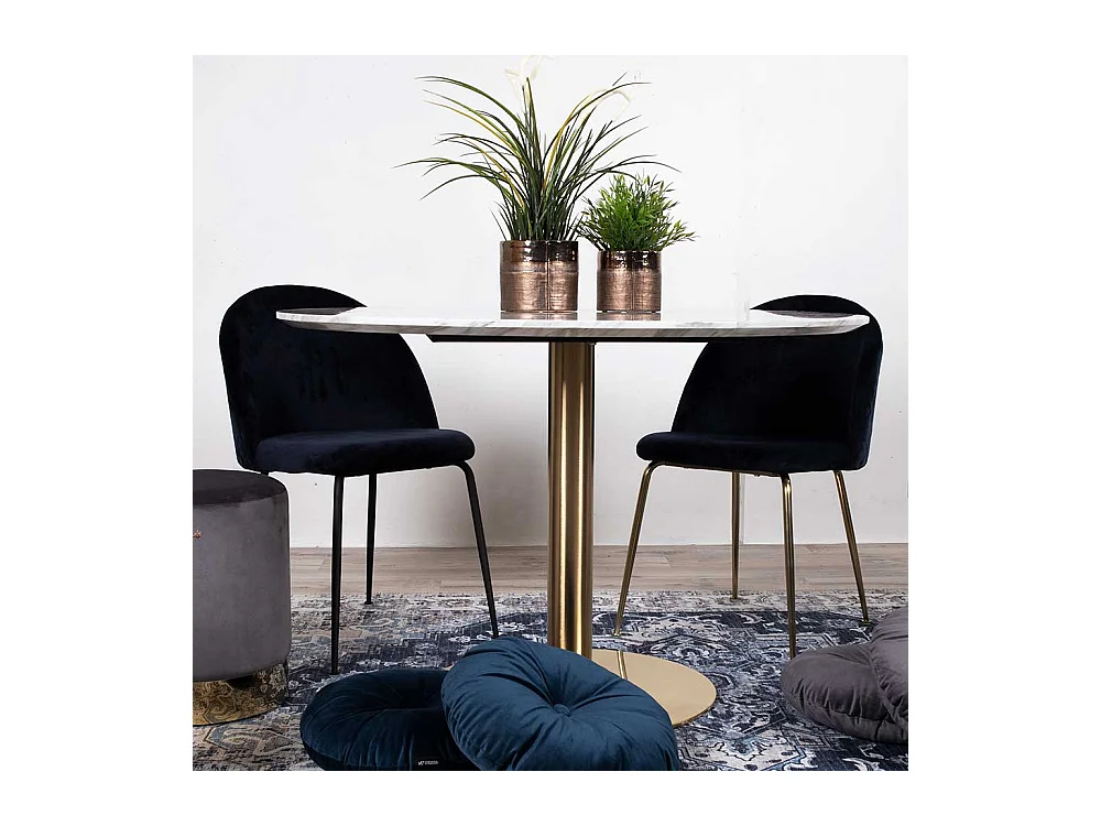 Küchentisch in Hellgrau und Messingfarben rund