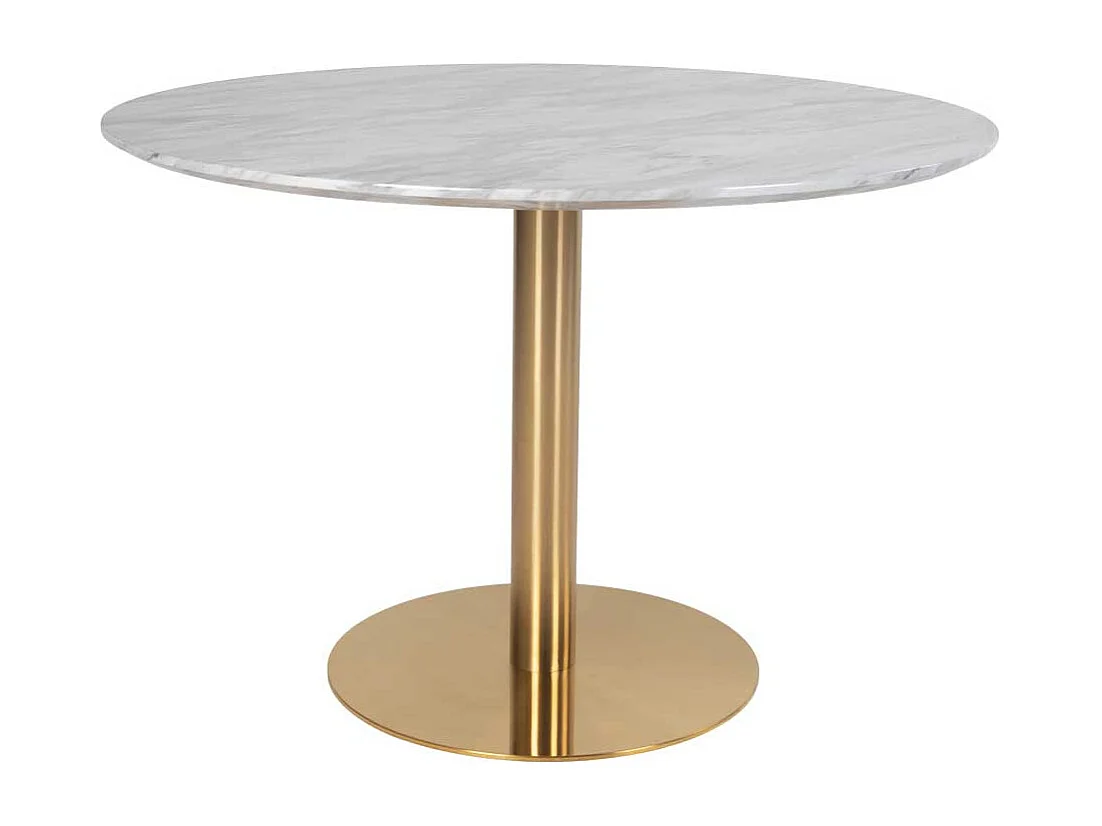 Küchentisch in Hellgrau und Messingfarben rund