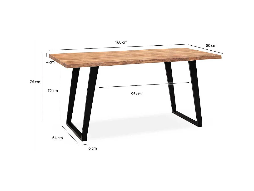 Tisch Esszimmer Küchentisch aus Akazie Massivholz und Metall