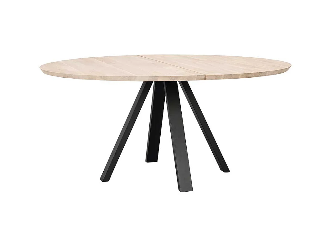 White Wash Esstisch aus Eiche Massivholz Vierfußgestell aus Metall