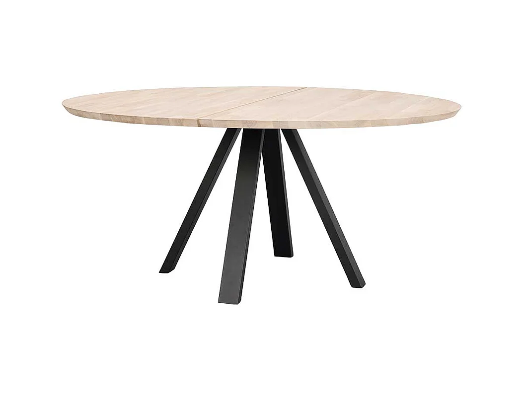 White Wash Esstisch aus Eiche Massivholz Vierfußgestell aus Metall