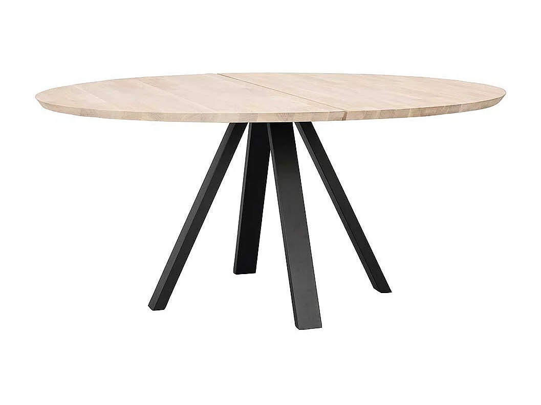 White Wash Esstisch aus Eiche Massivholz Vierfußgestell aus Metall