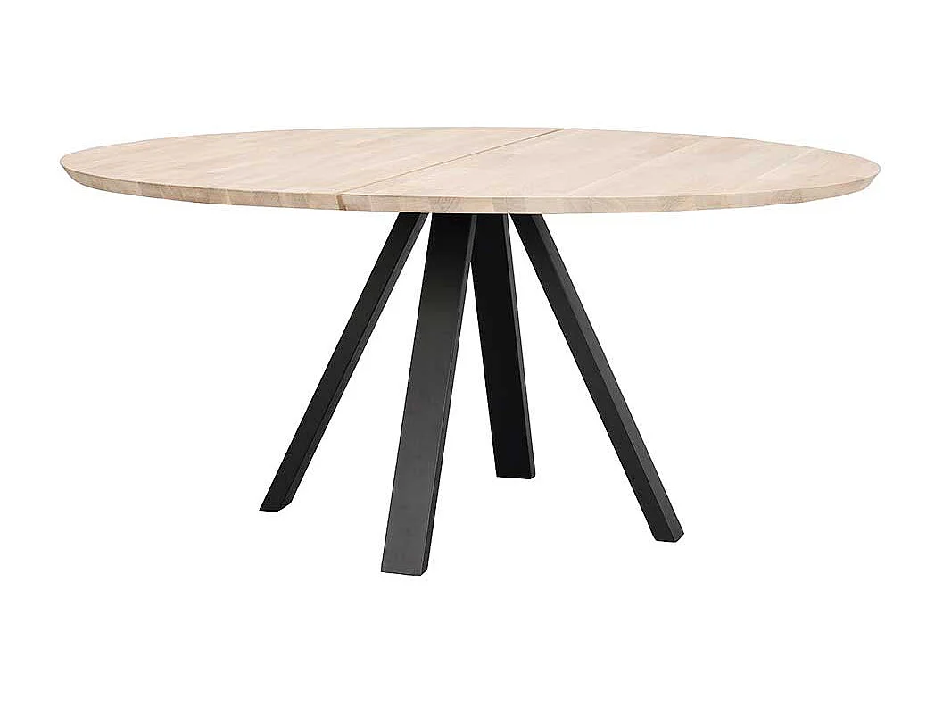 White Wash Esstisch aus Eiche Massivholz Vierfußgestell aus Metall