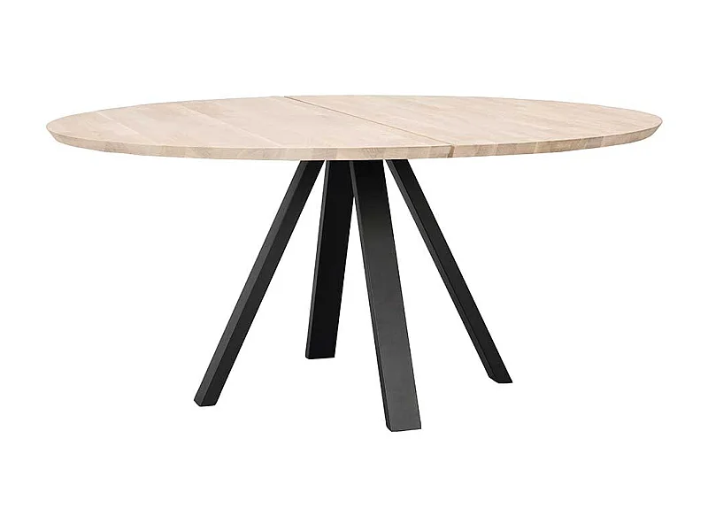 White Wash Esstisch aus Eiche Massivholz Vierfußgestell aus Metall