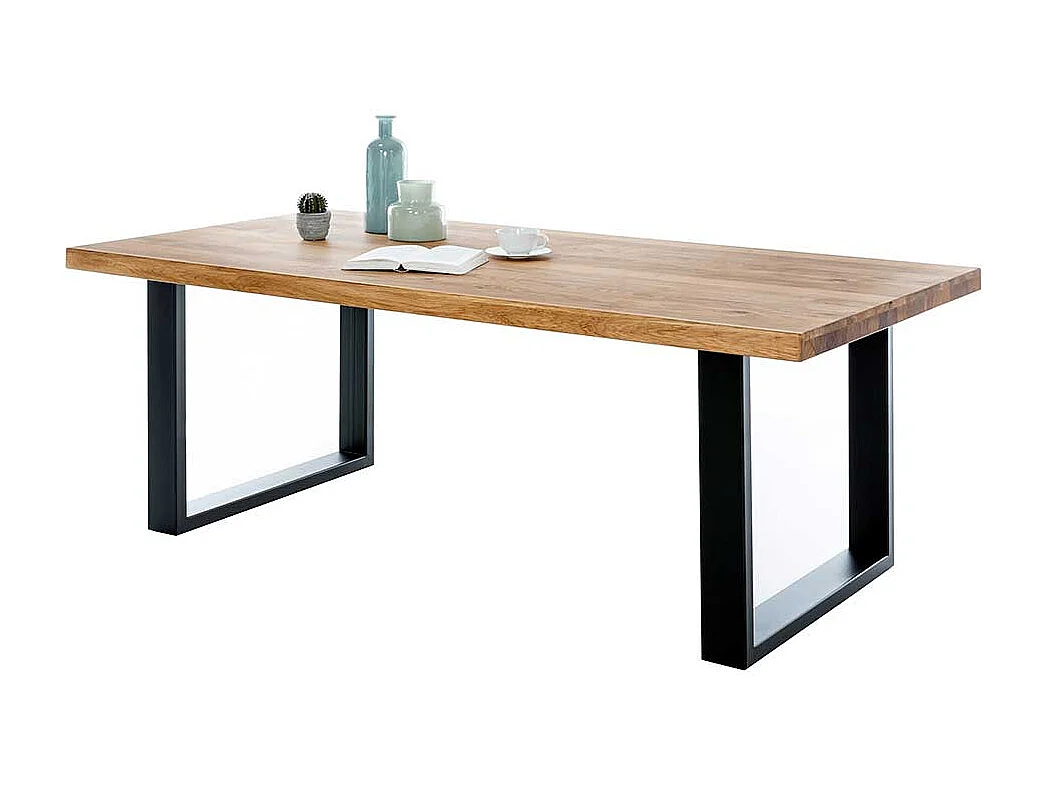 Esszimmertisch aus Eiche Massivholz Eisen