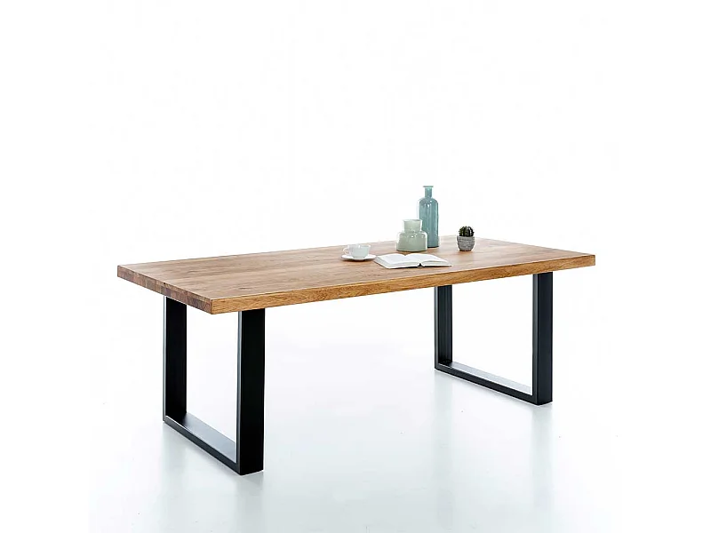 Esszimmertisch aus Eiche Massivholz Eisen