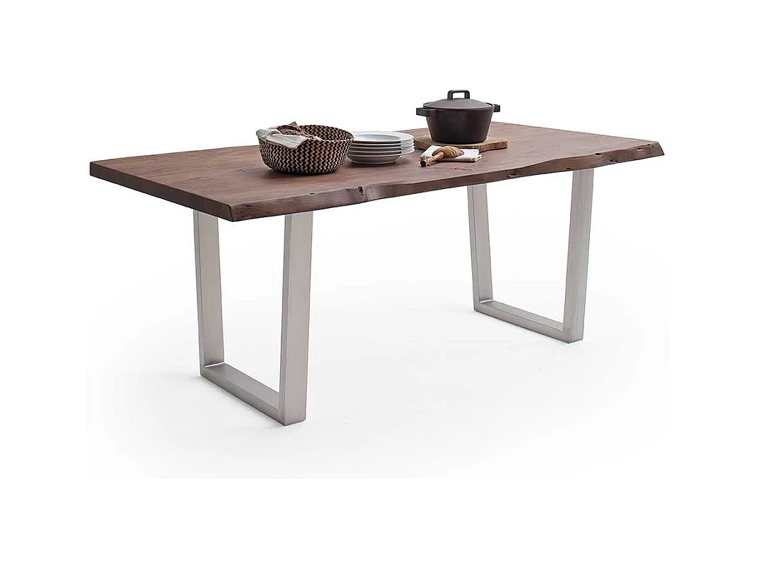 Küchentisch Holztisch aus Akazie Massivholz und Edelstahl