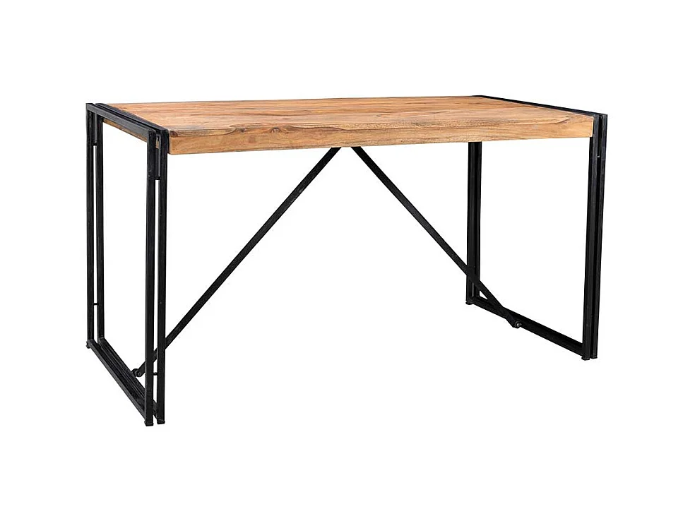 Esszimmertisch im Industrie Design Metall und Akazie Massivholz
